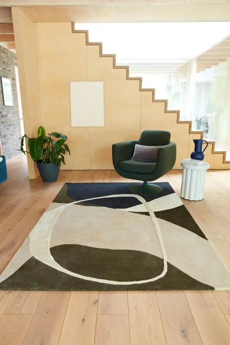 Asiatic matrix asiatic 103 signature moss Green, Multicoloured Living Room Wool Rug.