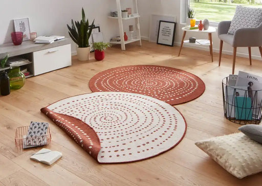 NorthRugs twin reversible circles indoor outdoor 103110 terra cream Orange, Cream Living Room  Rug.