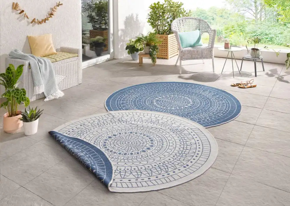 NorthRugs twin reversible circles indoor outdoor 103111 green cream Green, Cream Living Room  Rug.
