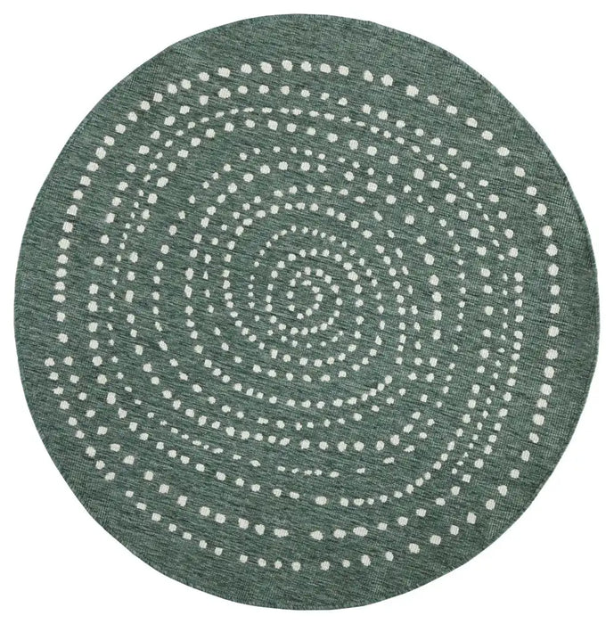 NorthRugs twin reversible circles indoor outdoor 103111 green cream Green, Cream Living Room  Rug.