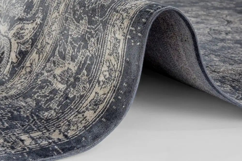 Lucy Lauren 2 sam 104221 anthracite silver Grey, Black Living Room  Rug.