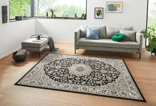 Lucy Lauren 2 sam 104226 black grey Grey, Black Living Room  Rug.