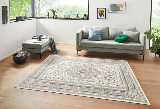 Lucy Lauren 2 sam 104229 cream anthracite Ivory Living Room  Rug.