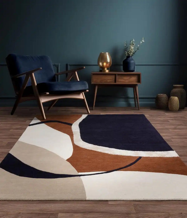 Asiatic matrix asiatic 105 signature rust Multicoloured, Orange Living Room Wool Rug.