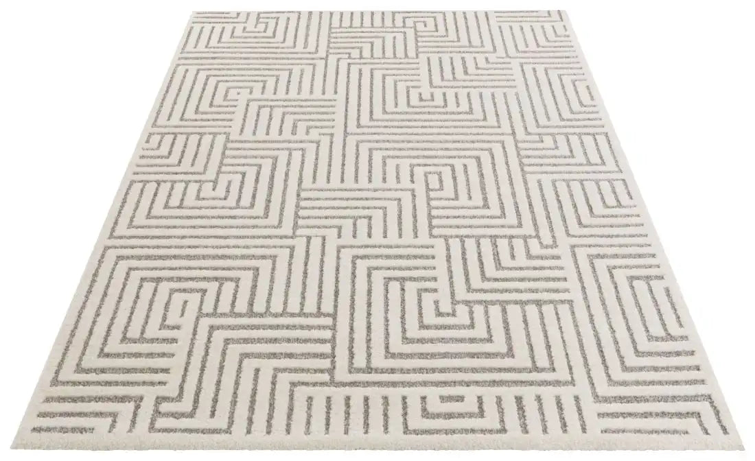 Elle Decoration new york hans 105093 cream grey Grey, Ivory, Cream Living Room Geometric Rug.