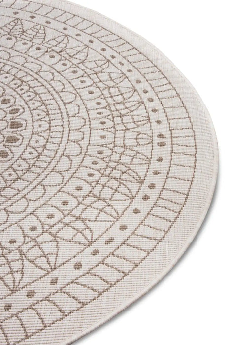 NorthRugs twin reversible circles indoor outdoor 105475 linen Ivory Living Room  Rug.