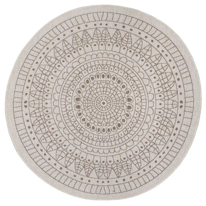 NorthRugs twin reversible circles indoor outdoor 105475 linen Ivory Living Room  Rug.