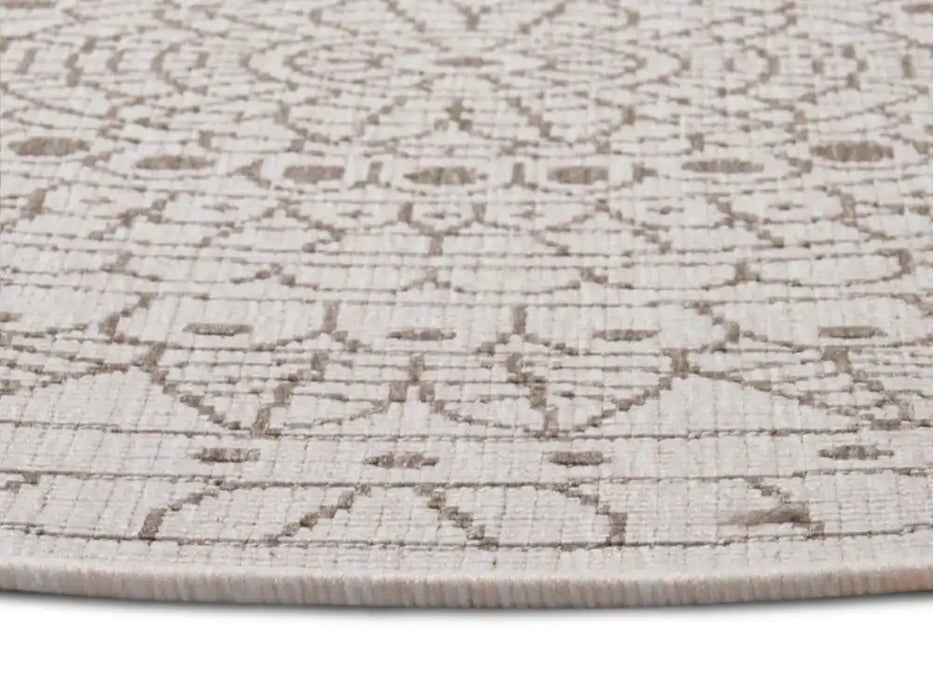 NorthRugs twin reversible circles indoor outdoor 105475 linen Ivory Living Room  Rug.