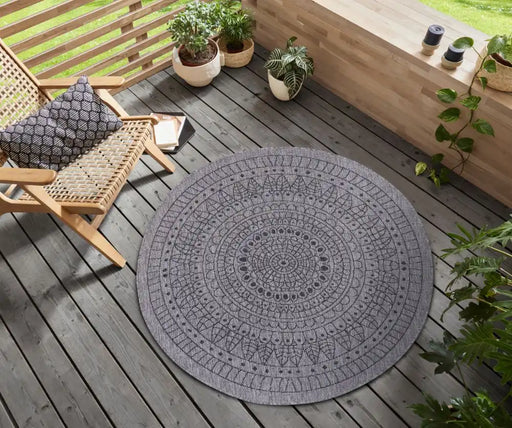 NorthRugs twin reversible circles indoor outdoor 105476 night silver Grey Living Room  Rug.