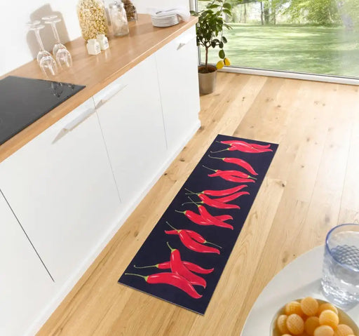 Zala Living cook and clean 105727 chilli Black, Red Kitchen   Rug.