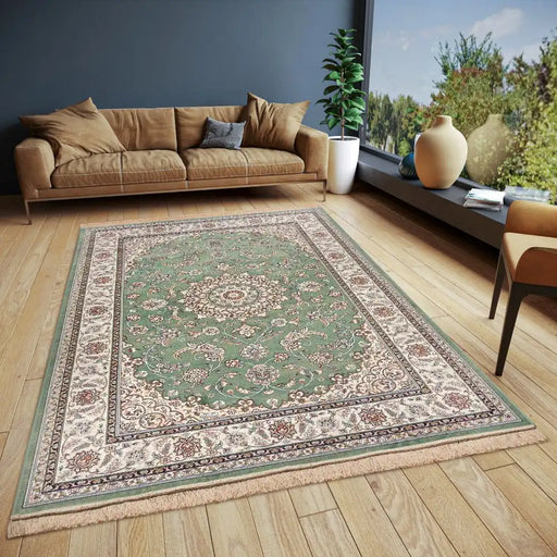 Freundin Home eva 105781 green Green, Ivory Living Room  Rug.