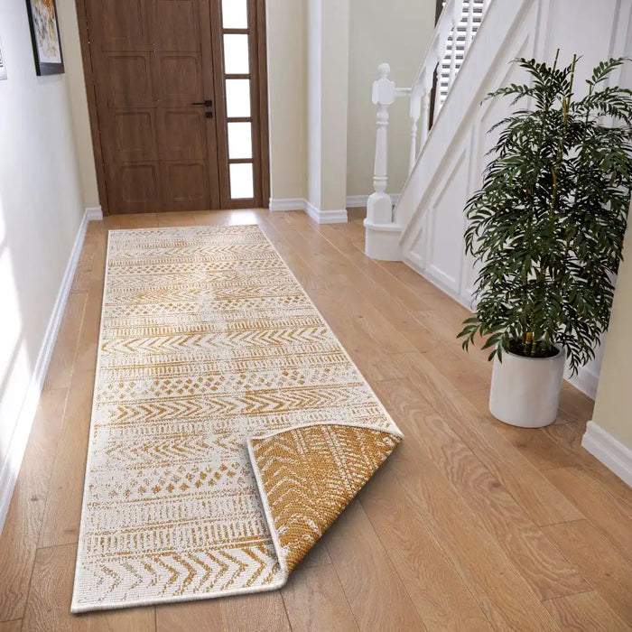 NorthRugs twin supreme 105787 ochre Yellow, Ivory Living Room Striped Rug.