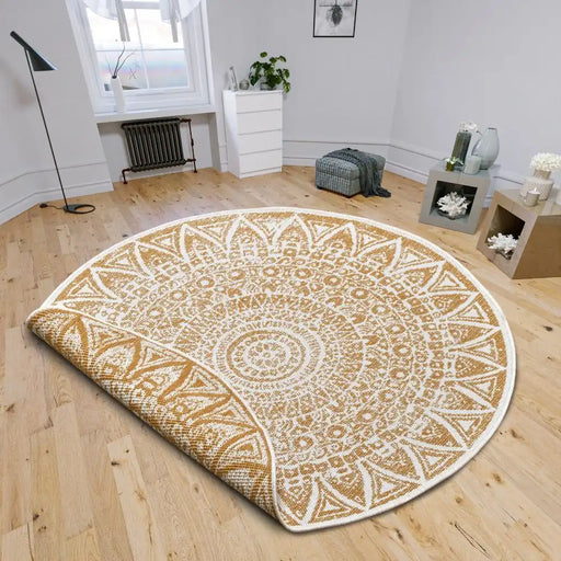 NorthRugs twin reversible circles indoor outdoor 105792 ochre Yellow Living Room  Rug.