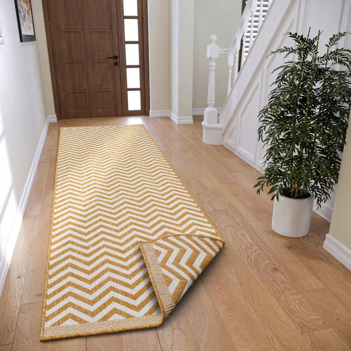 NorthRugs twin supreme 105795 ochre Yellow, Ivory Living Room Striped Rug.