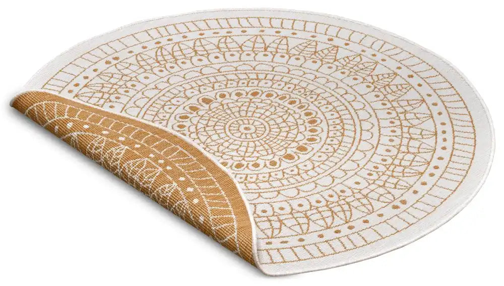 Yellow Circe Rug Twin Reversible Circles Indoor Outdoor 105797 Ochre Yellow, Ivory Rug ...