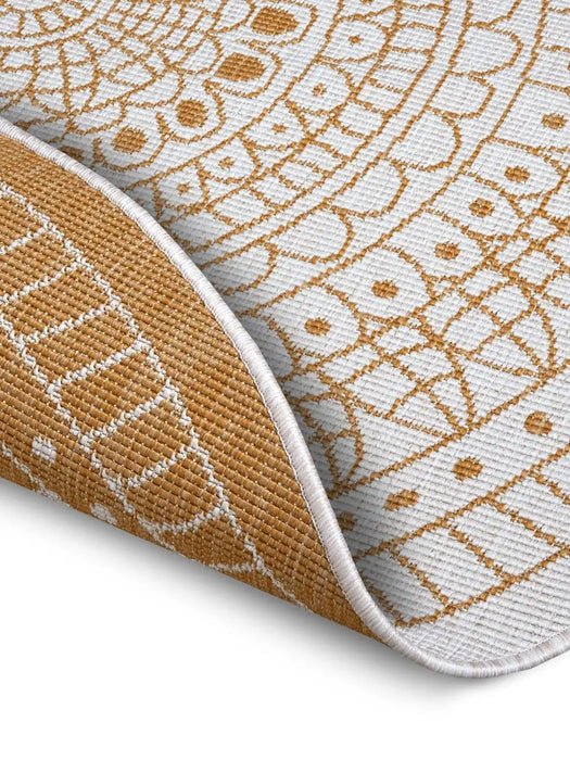 NorthRugs twin reversible circles indoor outdoor 105797 ochre Yellow, Ivory Living Room  Rug.