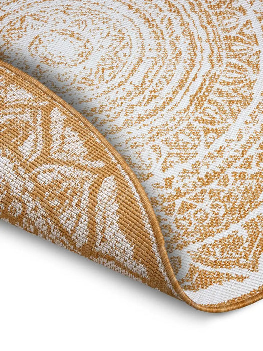 NorthRugs twin reversible circles indoor outdoor 105799 ochre Yellow, Ivory Living Room  Rug.
