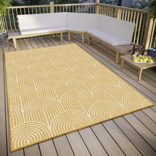 Hanse Home pangli indoor outdoor 105849 ochre Yellow Living Room Geometric Rug.