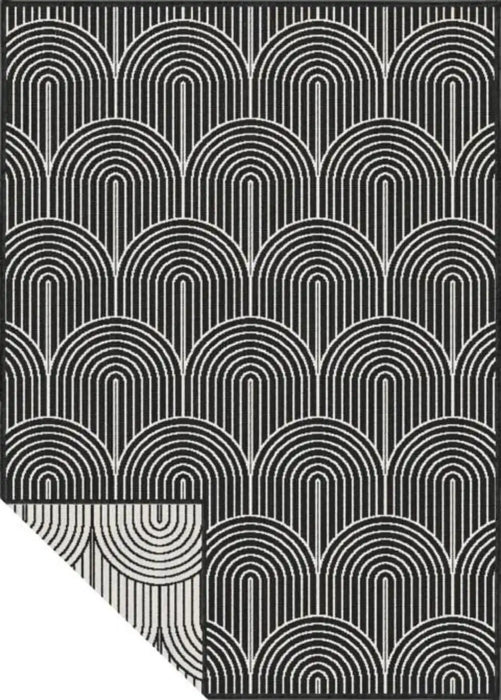 Hanse Home pangli indoor outdoor 105852 black Grey, Black Living Room Geometric Rug.