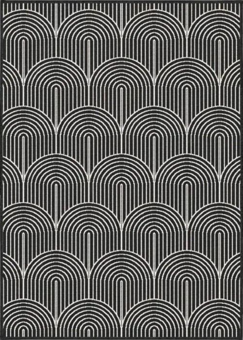 Hanse Home pangli indoor outdoor 105852 black Grey, Black Living Room Geometric Rug.