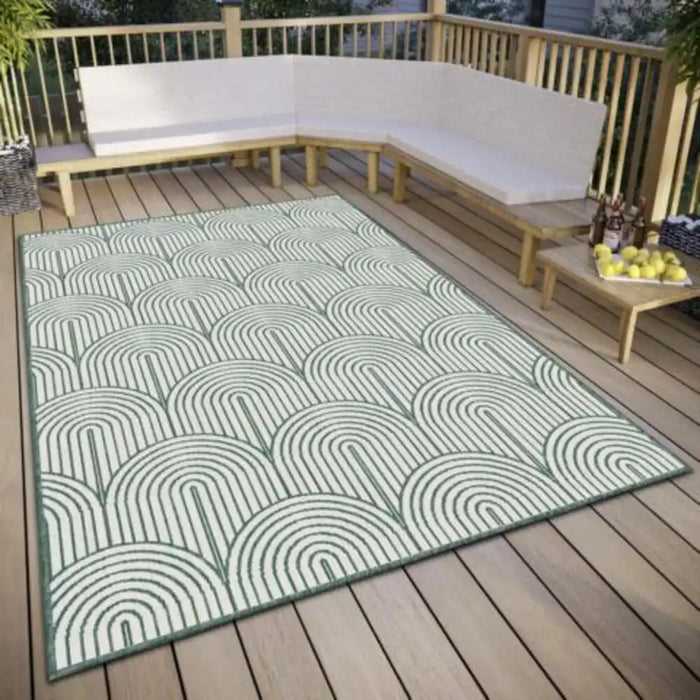 Hanse Home pangli indoor outdoor 105853 green Green, Ivory Living Room Geometric Rug.