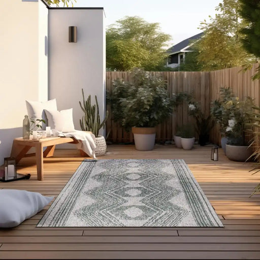 Elle Decoration gemini 106010 green Green, Ivory Outdoor  Geometric Rug.