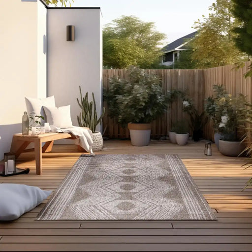 Elle Decoration gemini 106011 linen Beige, Ivory Outdoor  Geometric Rug.