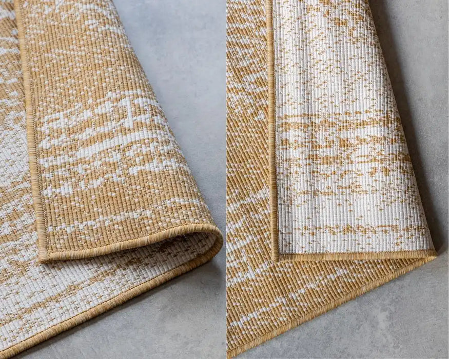 Elle Decoration gemini 106012 ochre Yellow, Ivory Outdoor  Geometric Rug.