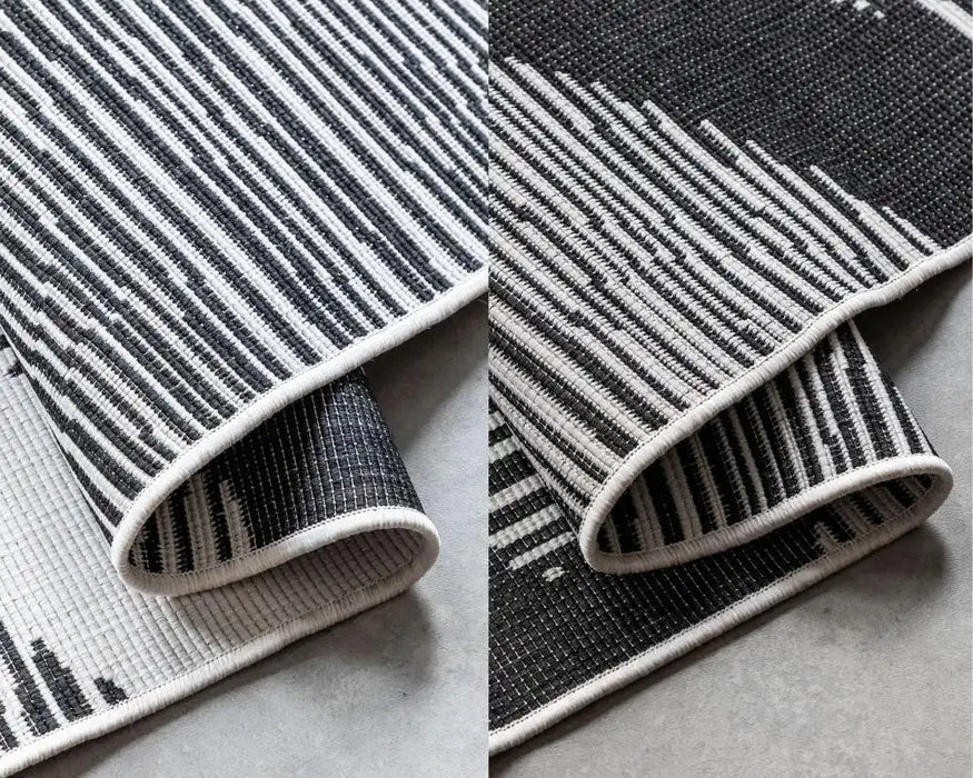 Elle Decoration gemini 106014 black Grey, Black Outdoor  Geometric Rug.