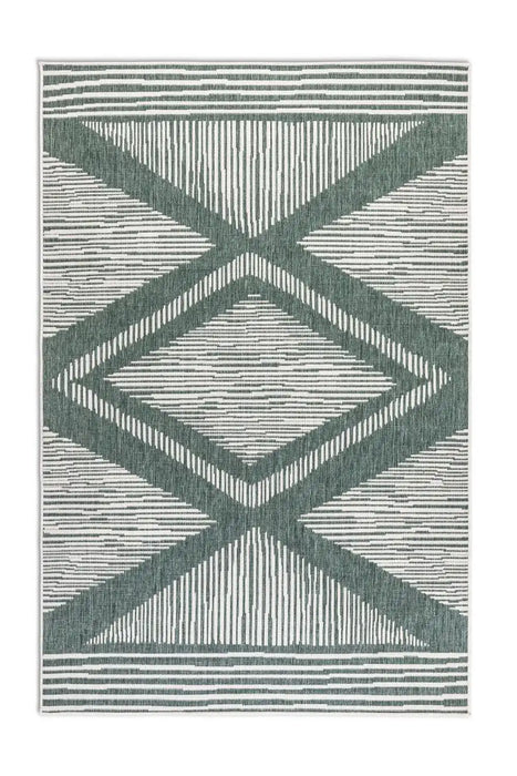Elle Decoration gemini 106015 green Green, Ivory Outdoor  Geometric Rug.