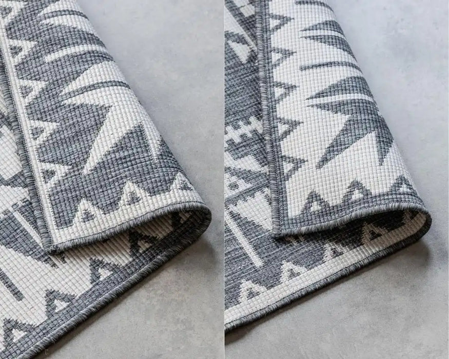 Elle Decoration gemini 106018 silver Grey Outdoor  Geometric Rug.