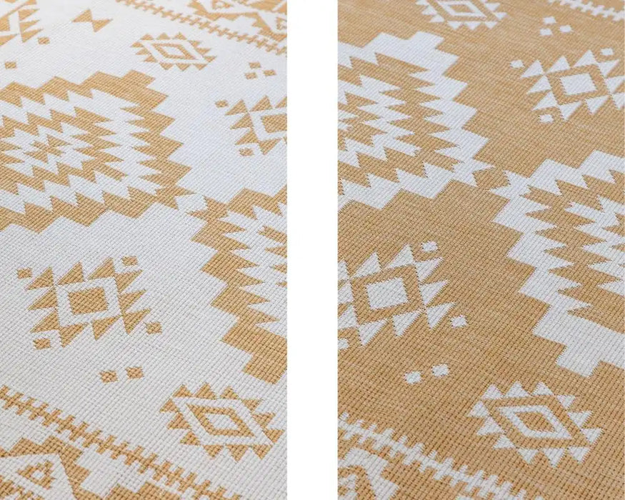 Elle Decoration gemini 106022 ochre Yellow, Ivory Outdoor  Geometric Rug.