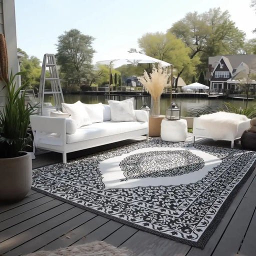 Elle Decoration gemini 106024 black Black, Ivory Outdoor  Geometric Rug.