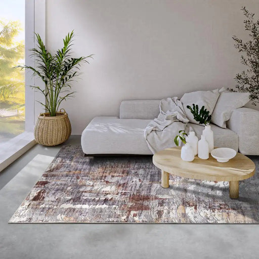 Elle Decoration imagination v2 hans 106036 copper gold Grey, Orange Living Room Geometric Rug.