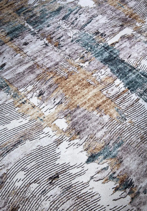 Elle Decoration imagination v2 hans 106038 saphire gold Blue, Grey Living Room Geometric Rug.