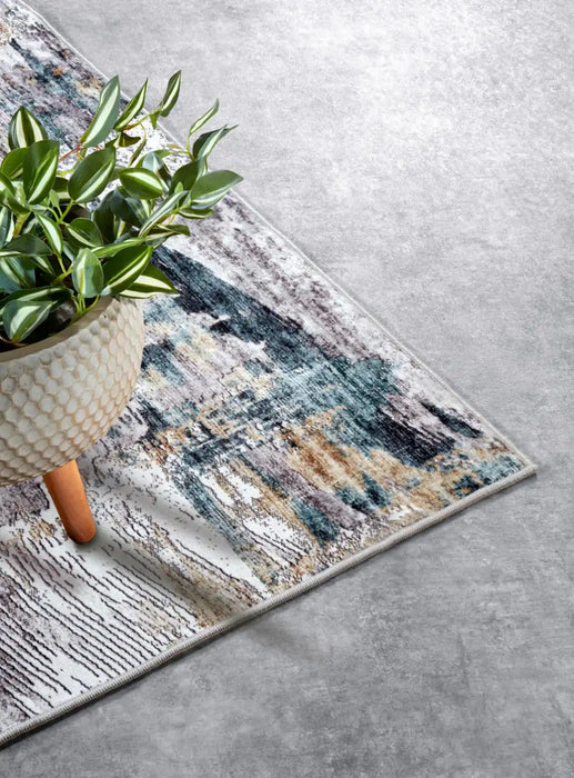 Elle Decoration imagination v2 hans 106038 saphire gold Blue, Grey Living Room Geometric Rug.