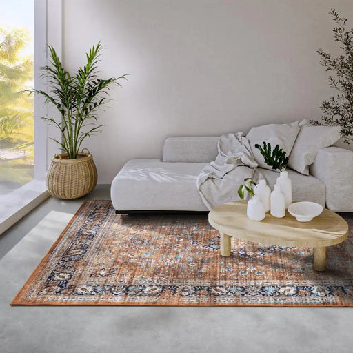 Freundin Home asya 106041 copper blue Orange Living Room  Rug.