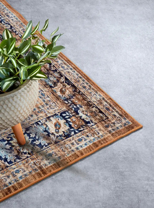 Freundin Home asya 106041 copper blue Orange Living Room  Rug.