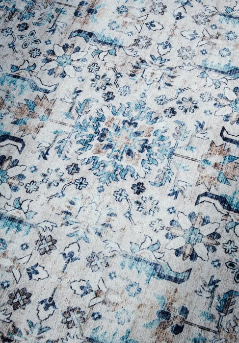Elle Decoration imagination v2 hans 106042 cream blue Blue, Ivory Living Room Geometric Rug.