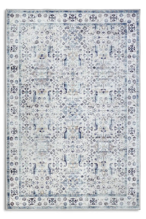 Elle Decoration imagination v2 hans 106042 cream blue Blue, Ivory Living Room Geometric Rug.