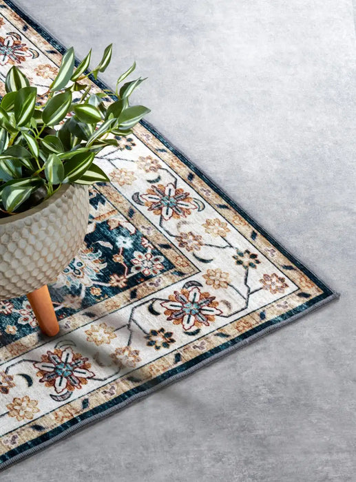Elle Decoration imagination v2 hans 106044 blue cream Blue Living Room Geometric Rug.