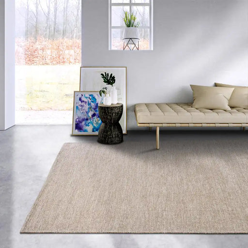 Elle Decoration delhi 106053 linen white Ivory Living Room Wool Rug.