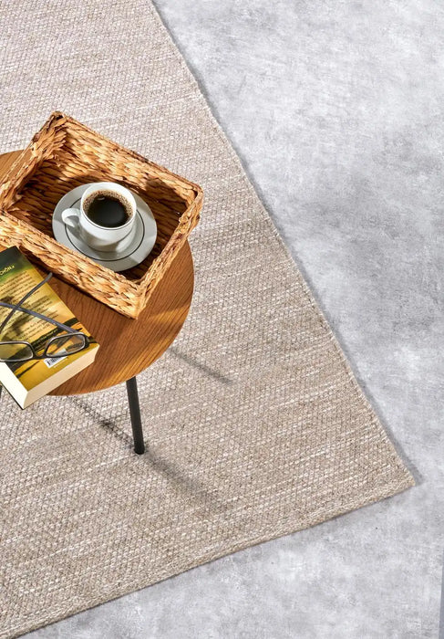 Elle Decoration delhi 106053 linen white Ivory Living Room Wool Rug.