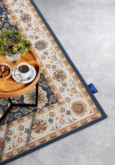 Villeroy and Boch kollektion 1767 106055 blue cream Blue, Ivory, Cream Living Room  Rug.