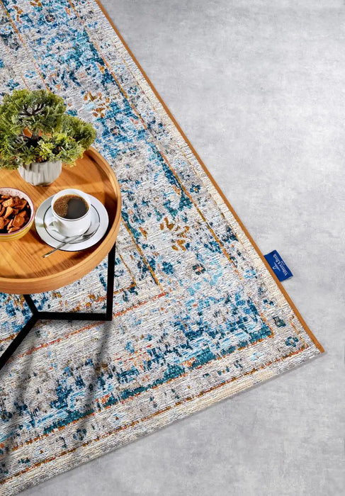 Villeroy and Boch kollektion 1767 106064 cream blue Blue, Cream Living Room  Rug.