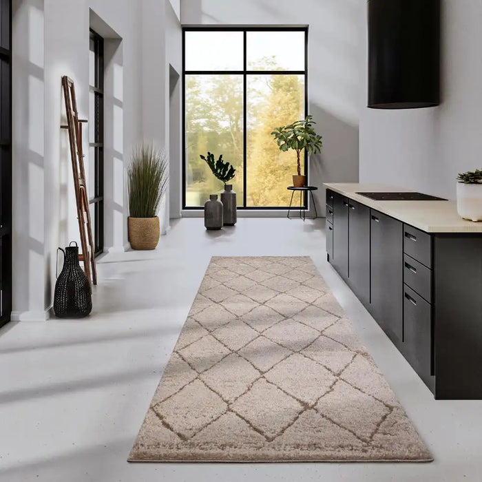 Elle Decoration elle gallery 106081 beige Beige Living Room Geometric Rug.