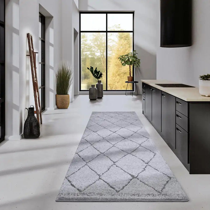 Elle Decoration elle gallery 106082 light grey Grey Living Room Geometric Rug.