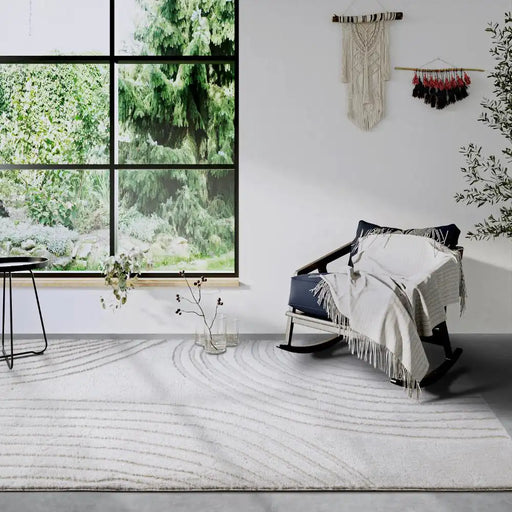 Elle Decoration elle gallery 106086 cream white Ivory Living Room Geometric Rug.