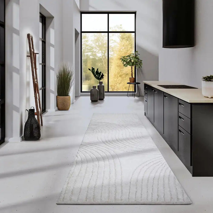 Elle Decoration elle gallery 106086 cream white Ivory Living Room Geometric Rug.