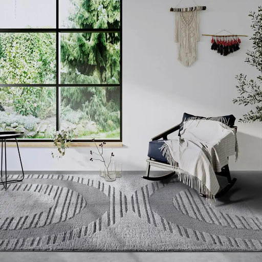 Elle Decoration elle gallery 106088 light grey Grey Living Room Geometric Rug.
